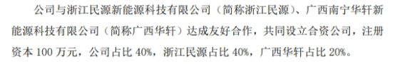 金海股份拟投资设立盐城金轩源能源开发有限公司 占注册资本的40%