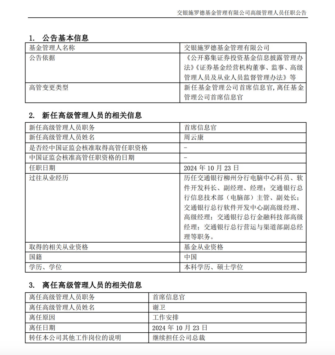 官宣了，又一位基金董事长履新  第2张